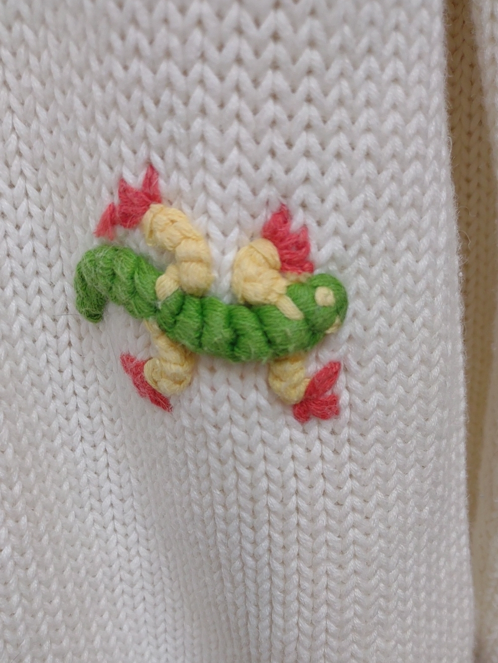Curio Vintage White Knit Cottage-Style BU Cardigan Whimsical Decorative Buttons - Picture 12 of 15